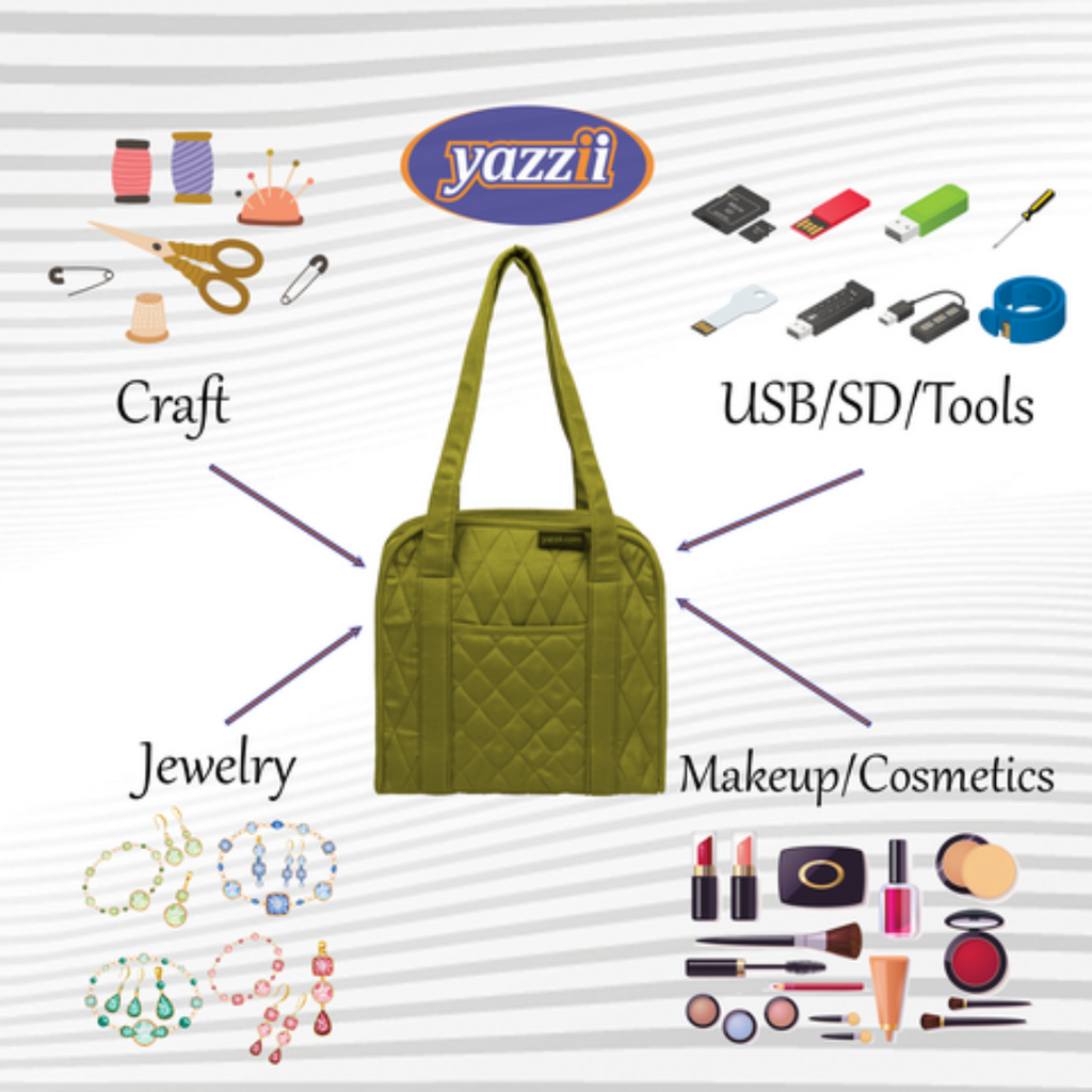 -Oval Jewellery / Makeup / Craft Organiser Portable Bag-Yazzii Craft Organisers