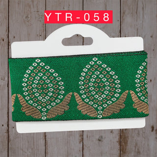 Paisley Embroidered Trim Green (YTR-058)