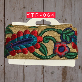 Floral Vine Embroidered Trim Multicolour (YTR-064)