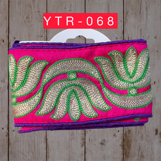 Peacock Feather Embroidered Trim Neon (YTR-068)