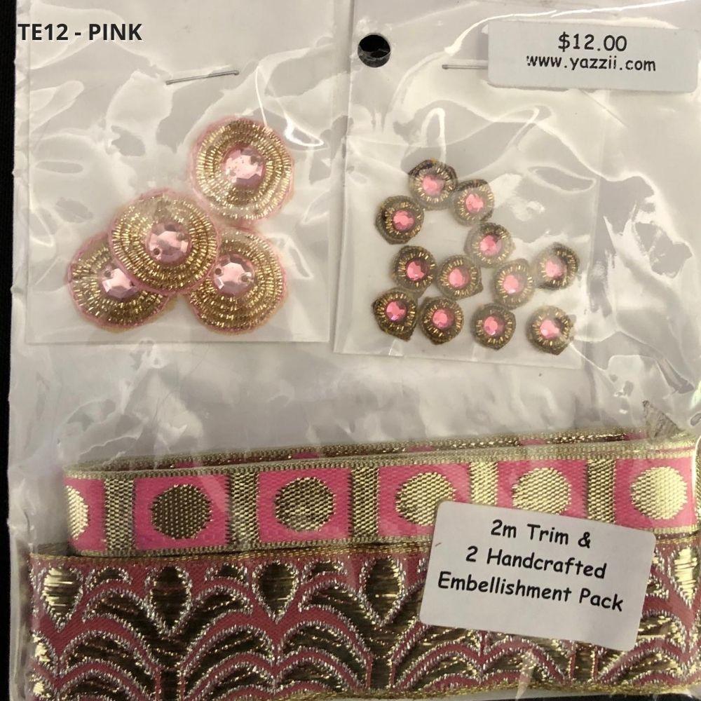 TE012-Pink Emb/Trim Pack-Yazzii Craft Organisers
