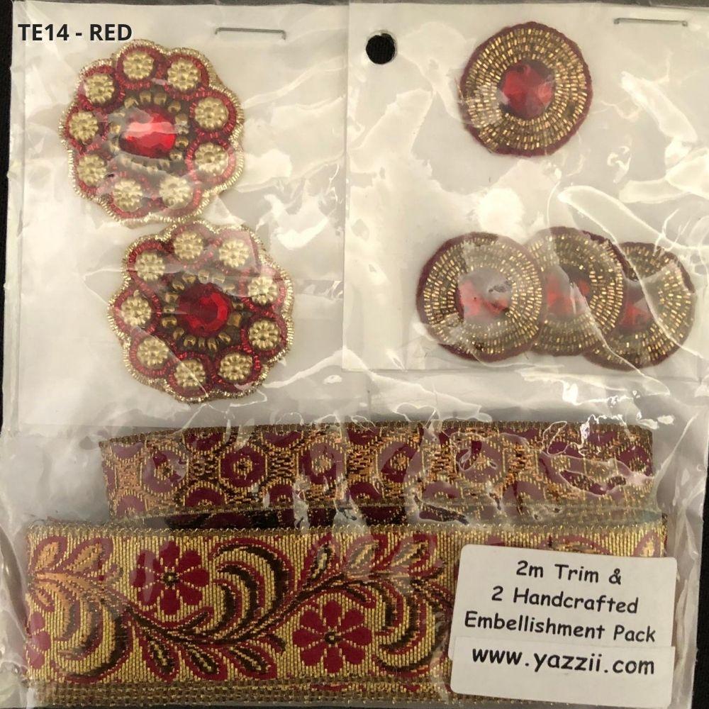 TE014-Red Emb/Trim Pack-Yazzii Craft Organisers