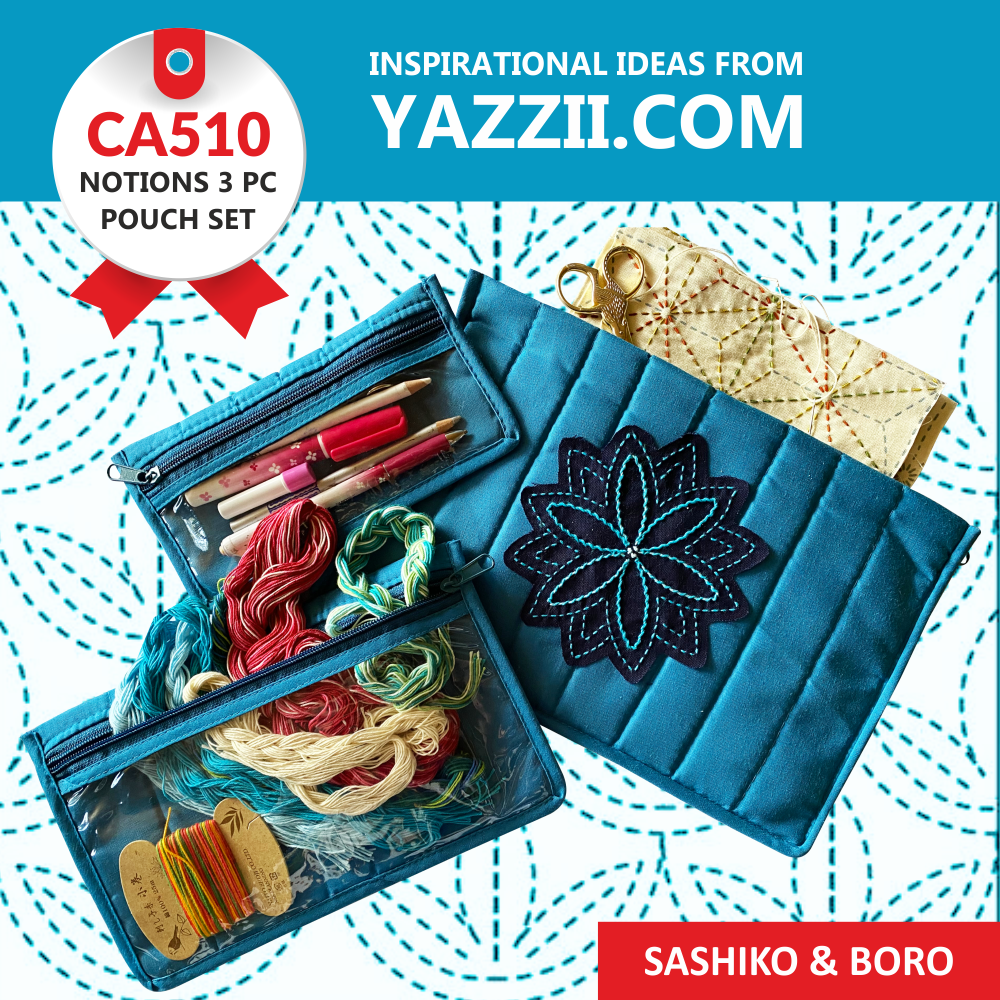 -Craft Notions Pouch Set & Sashiko Kit - Coconut Heaven-Yazzii Craft Organisers