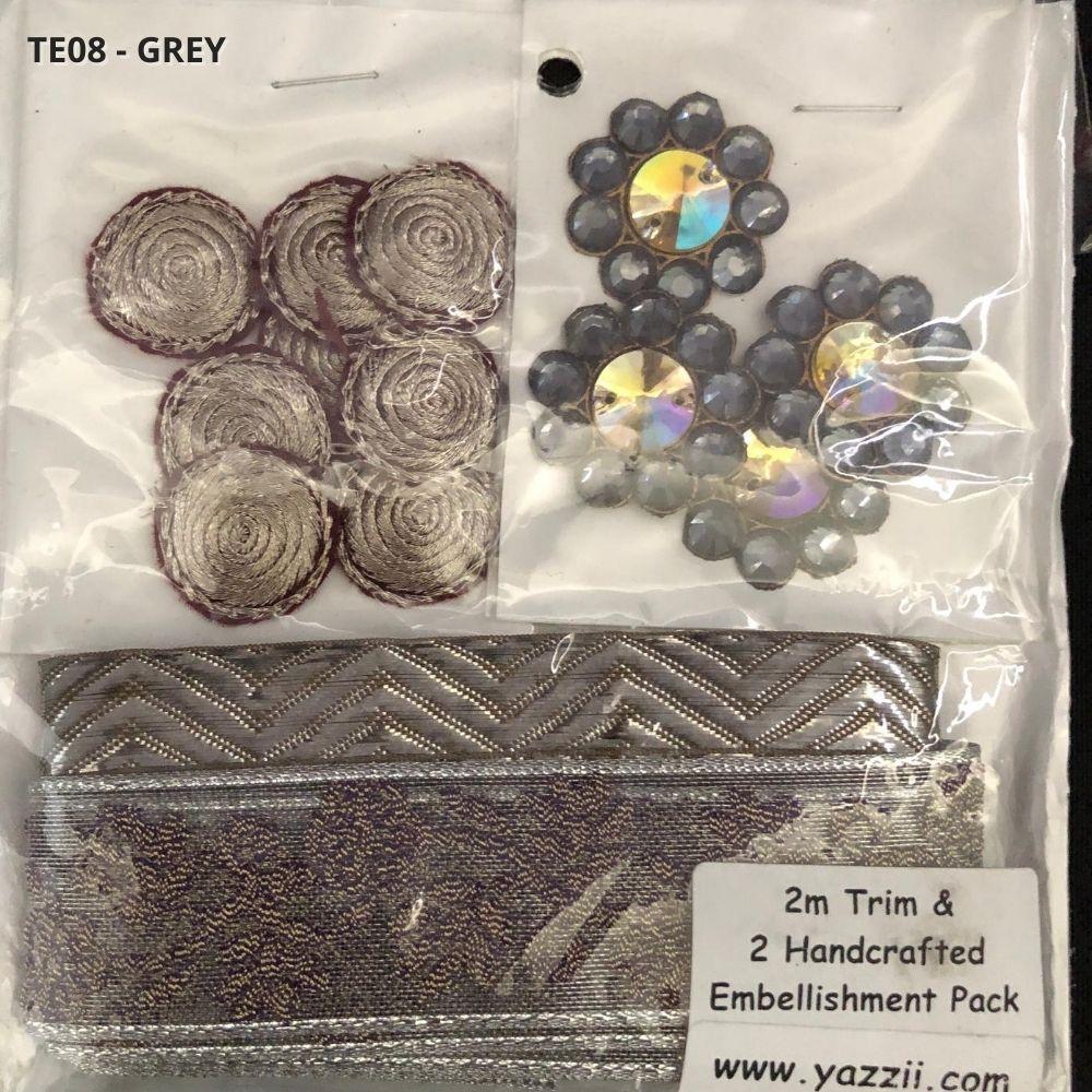 TE08-Grey Emb/Trim Pack-Yazzii Craft Organisers