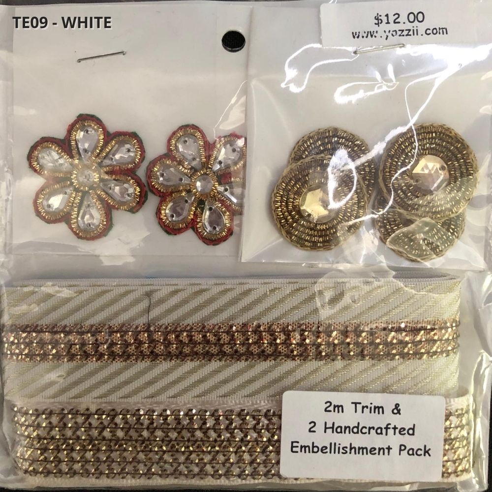 TE09-White Emb/Trim Pack-Yazzii Craft Organisers