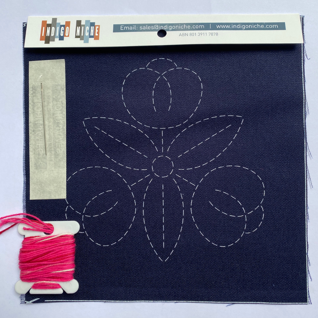 kamon sashiko kit fuchsia thread compact