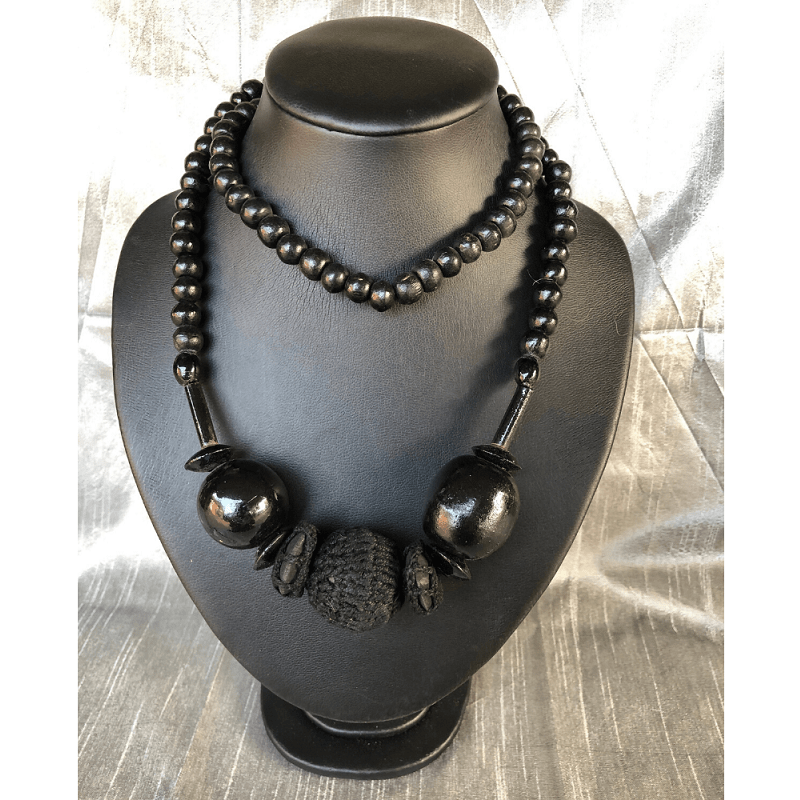YN-004-Black Beaded Necklace-Yazzii Craft Organisers