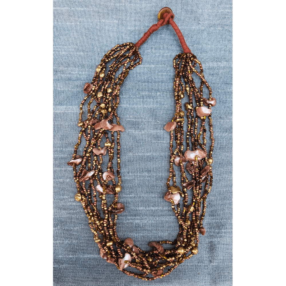 Wood and Shell Multi Strand Necklace