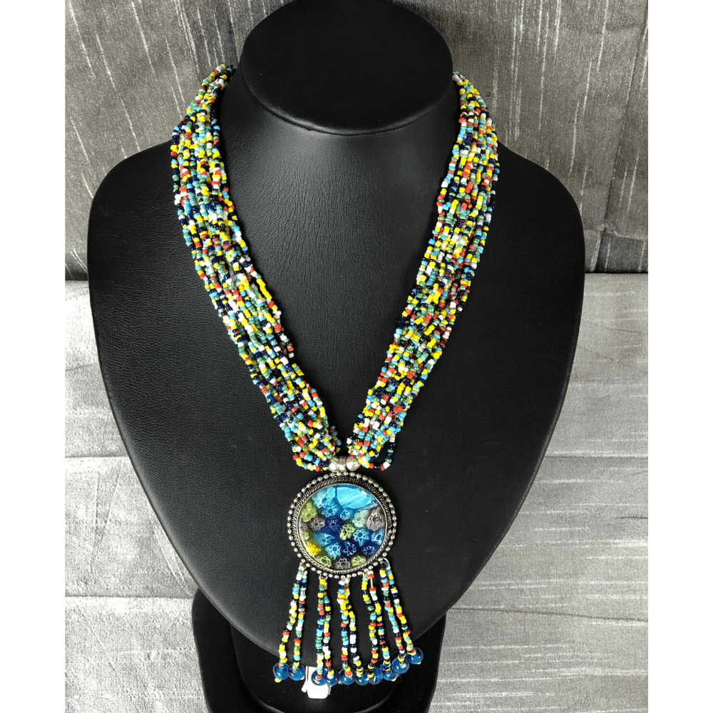 YN-019-Multi Coloured Beaded Necklace-Yazzii Craft Organisers
