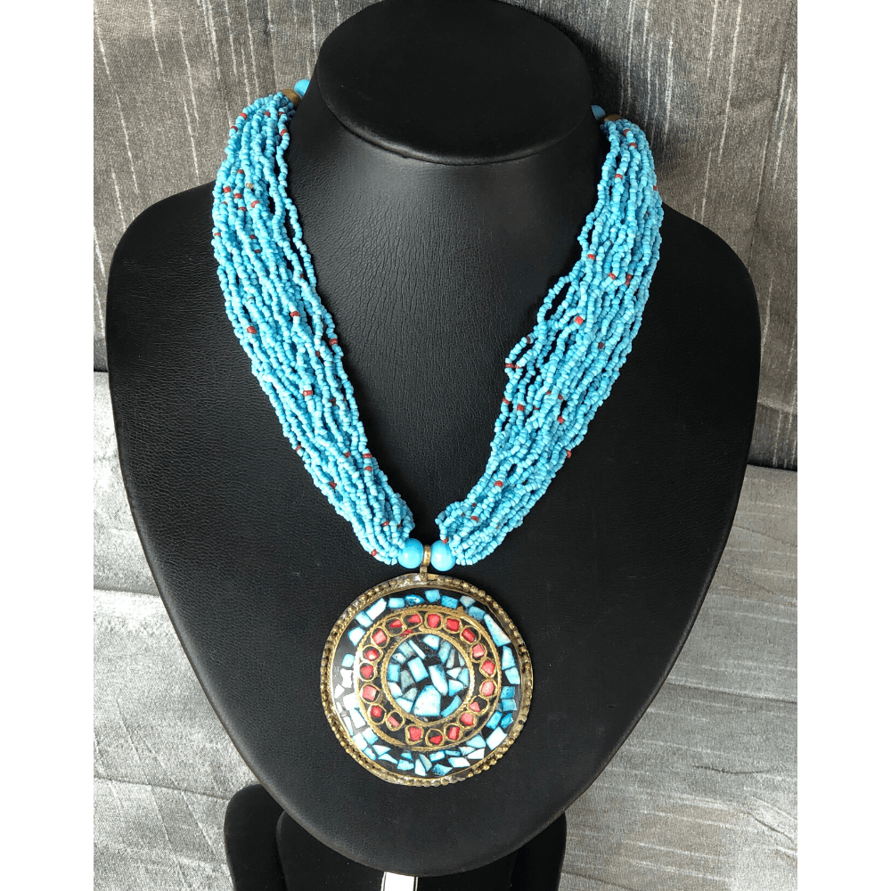 YN-020-Blue Multi Strand Necklace-Yazzii Craft Organisers