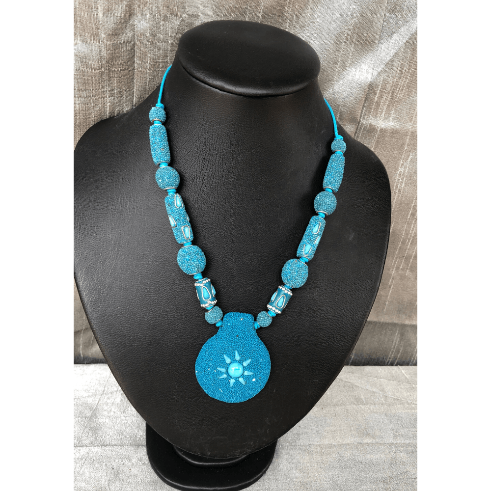 YN-022-Blue Medallion Necklace-Yazzii Craft Organisers