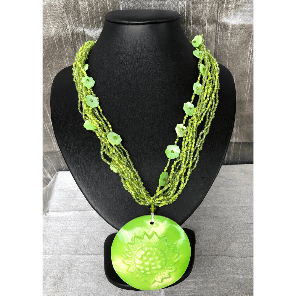 YN-024-Lime Green Multi Strand Necklace-Yazzii Craft Organisers