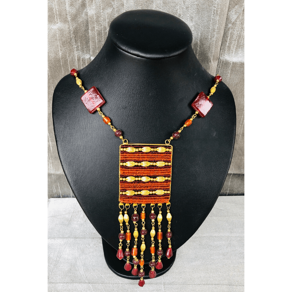 Red Orange Gold Necklace