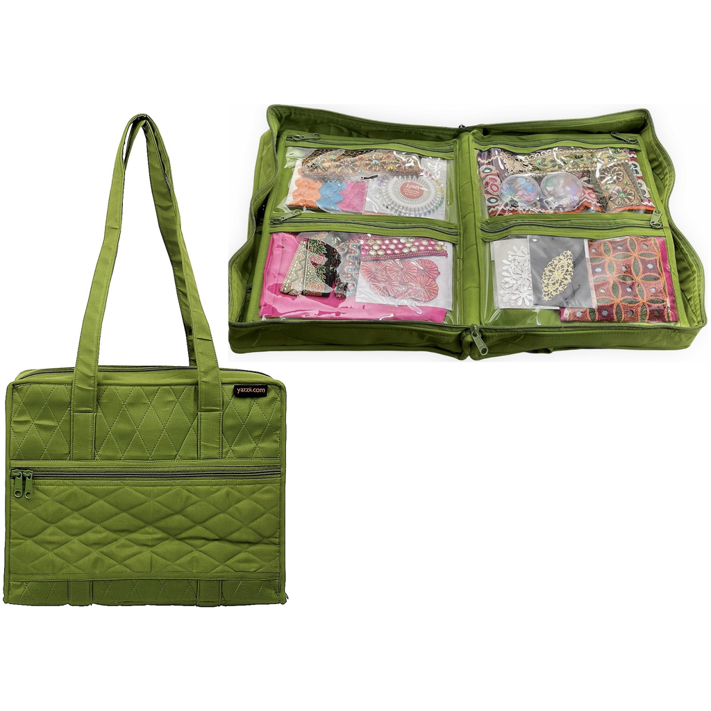 Yazzii Mini Craft Organizer Grande Viola - 8 Scomparti Con Cerniera E Pannelli Trasparenti, Porta Accessori Per Cucito, Cosmetici, Farmaci, Viaggio
