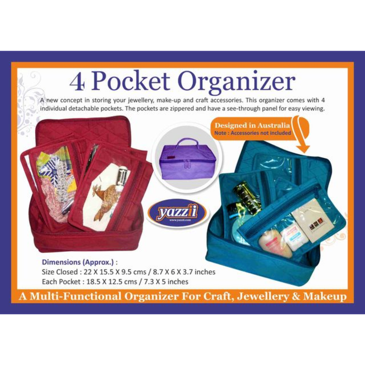 CA340 -4 Pocket Jewelry / Makeup / Crafter’s Organiser | Yazzii Craft Organisers 