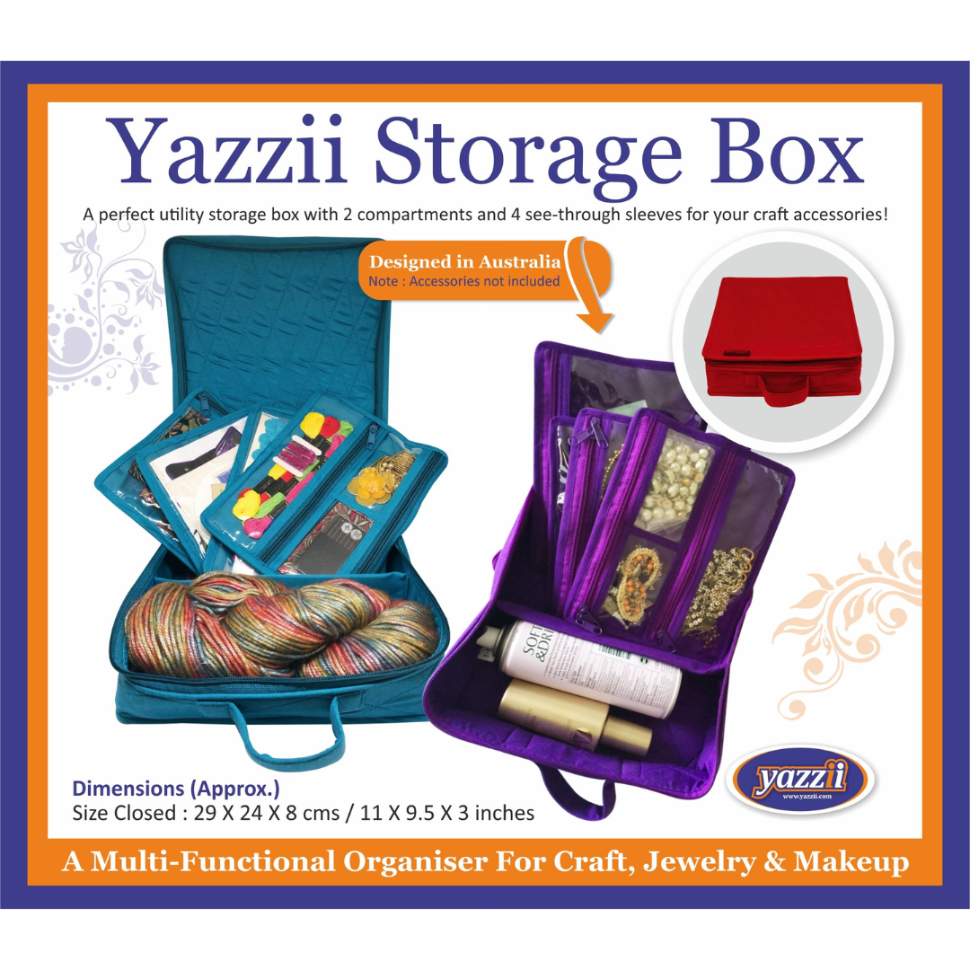 -Yazzii Craft Box with Fabric Top - Portable Organizer-Yazzii Craft Organisers