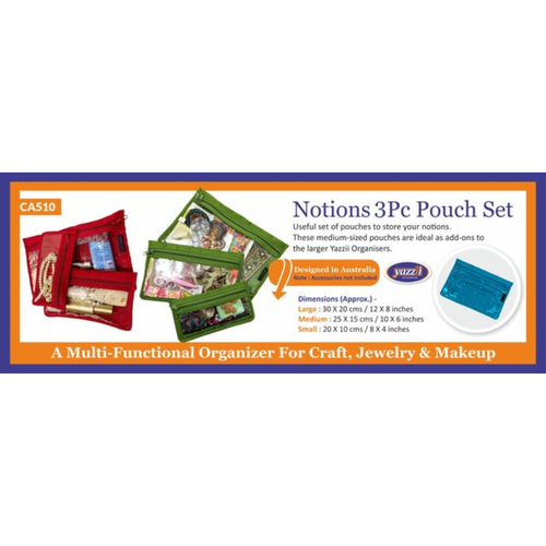 '-Craft Notions Pouch Set (3PC) Sorting & Organising-Yazzii Craft Organisers