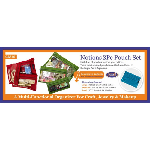 -Craft Notions Pouch Set (3PC) Sorting & Organising-Yazzii Craft Organisers