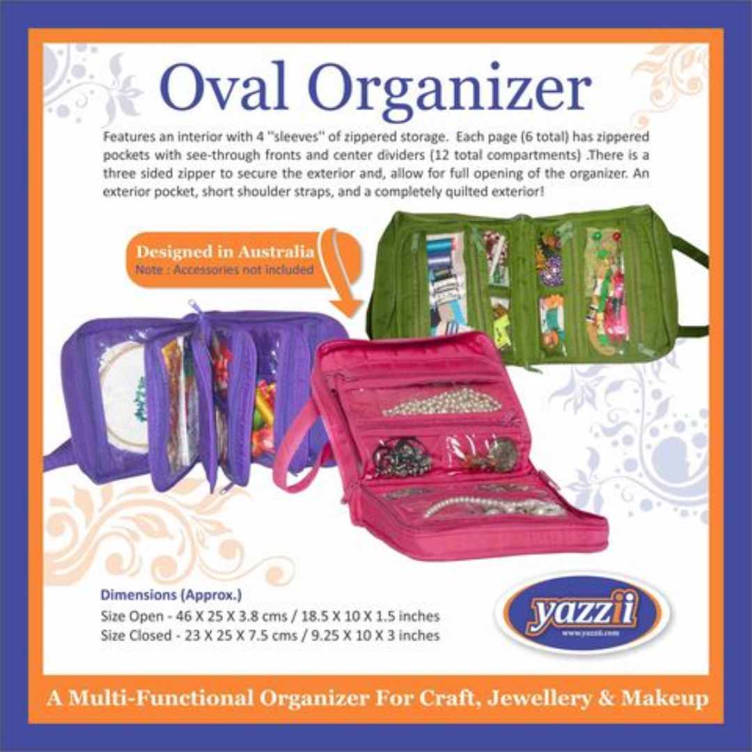 -Oval Jewellery / Makeup / Craft Organiser Portable Bag-Yazzii Craft Organisers