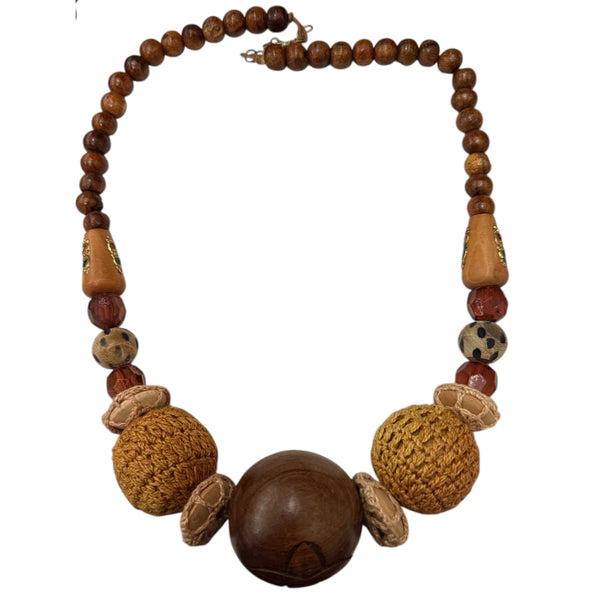 Earth Tone Mixed Bead Statement Necklace