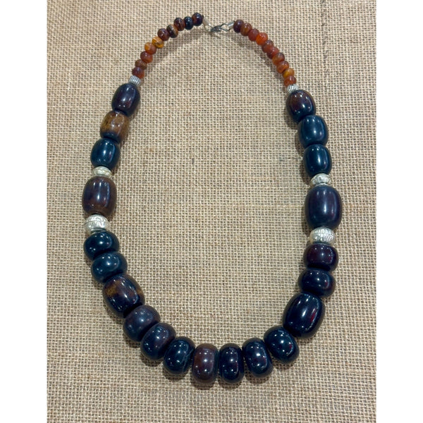 Russet Ombre Graduated Barrel Bead Necklace
