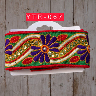Boho Floral Embroidered Trim Bright (YTR-067)