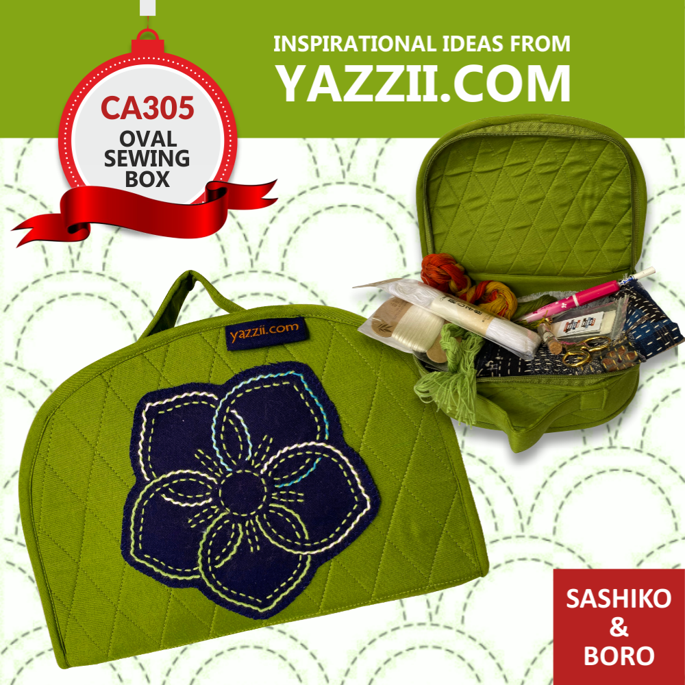 -Oval Sewing Box & Sashiko Kit - Honey Delight-Yazzii Craft Organisers