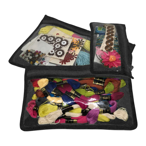 Craft Notions Pouch Set (3PC) Sorting & Organizing (CA510)-Craft Organization-CA510B-Bag, Beads, Cosmetics, Craft Notions Pouch Set (3PC), Crafts, Embroidery Floss, Fabric Pieces, Jewelry, Medication, Multipurpose, Needles, Organizer, Portable, Portable & Multipurpose, Sewing Supplies, Storage, Storage Bag, Thread Spools, Yazzii-Yazzii Craft Organizers and Bags