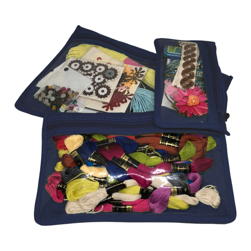 Craft Notions Pouch Set (3PC) Sorting & Organizing (CA510)-Craft Organization-CA510N-Bag, Beads, Cosmetics, Craft Notions Pouch Set (3PC), Crafts, Embroidery Floss, Fabric Pieces, Jewelry, Medication, Multipurpose, Needles, Organizer, Portable, Portable & Multipurpose, Sewing Supplies, Storage, Storage Bag, Thread Spools, Yazzii-Yazzii Craft Organizers and Bags