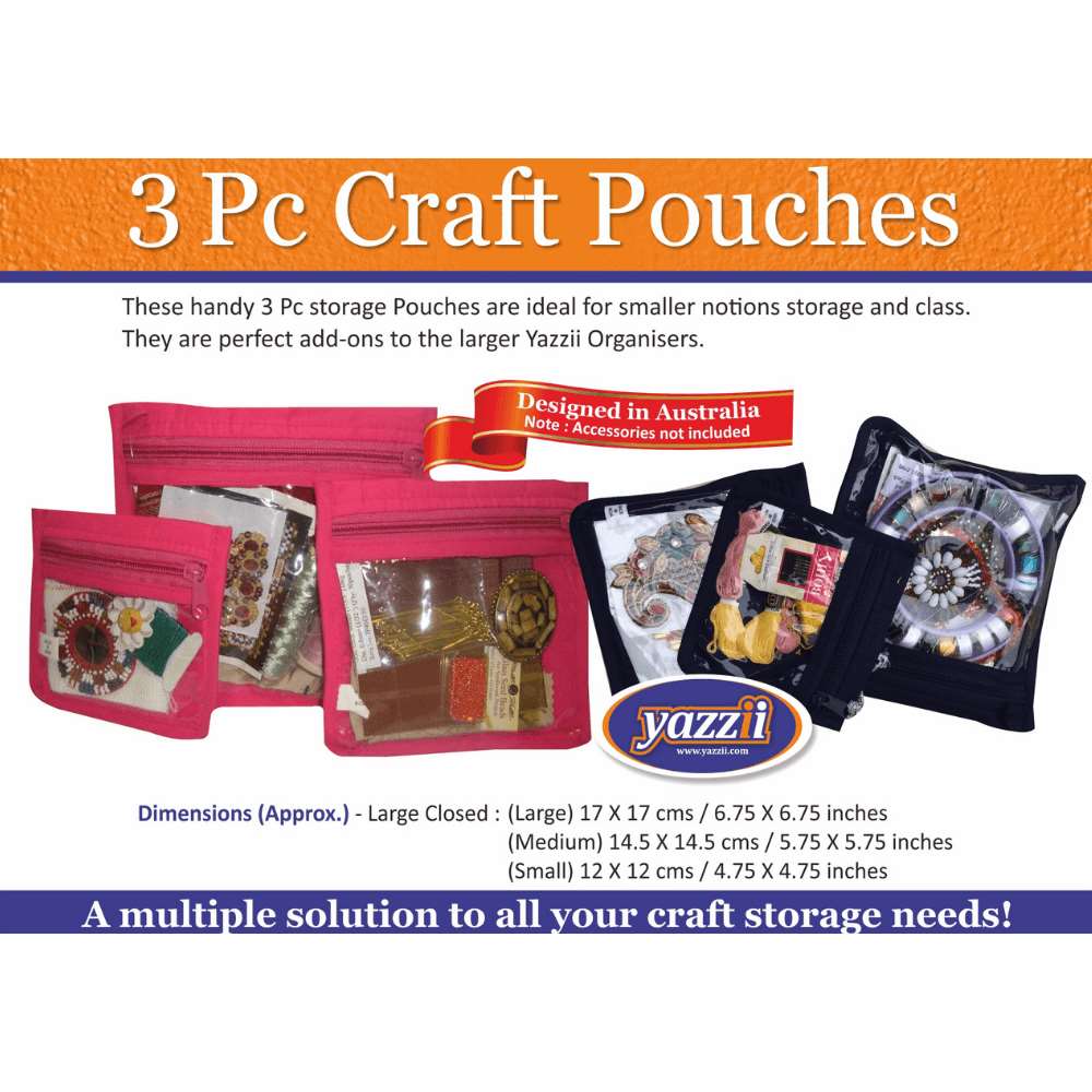 -Small Craft / Notions / Travel Pouch Set (3pc)-Yazzii Craft Organisers