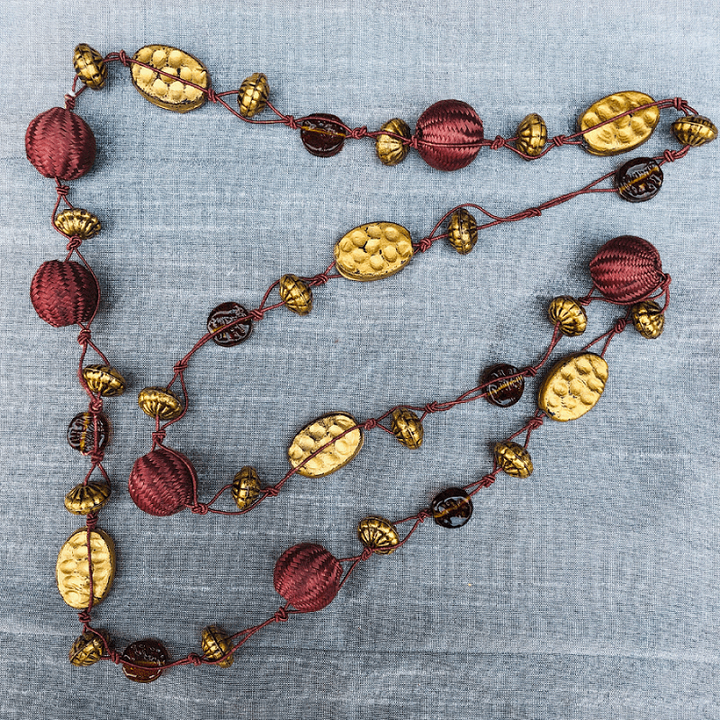 YN-002-Yellow and Copper Multi Strand Necklace-Yazzii Craft Organisers