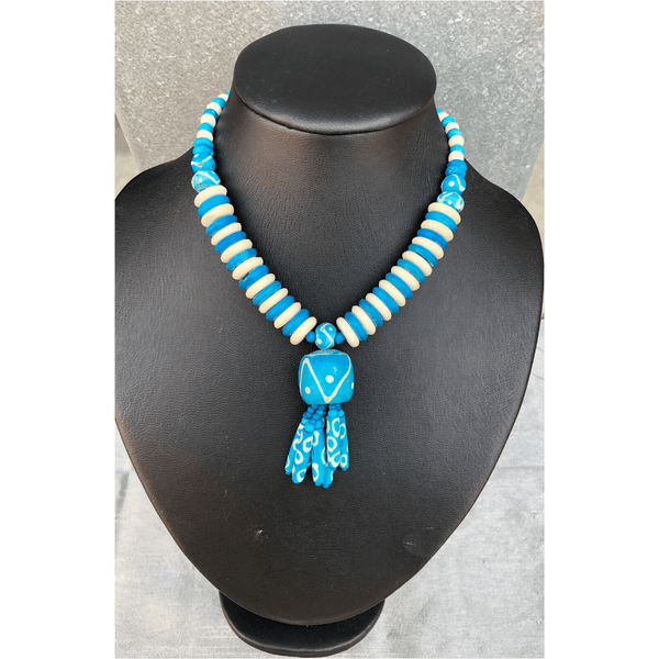 YN-007-Blue White Beaded Necklace-Yazzii Craft Organisers