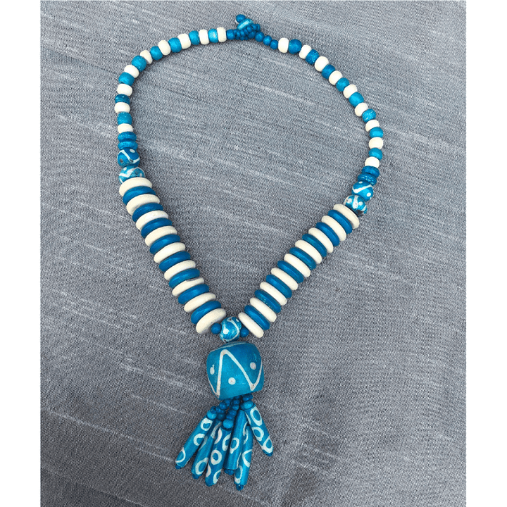 YN-007-Blue White Beaded Necklace-Yazzii Craft Organisers
