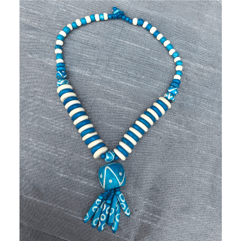Blue White Beaded Necklace