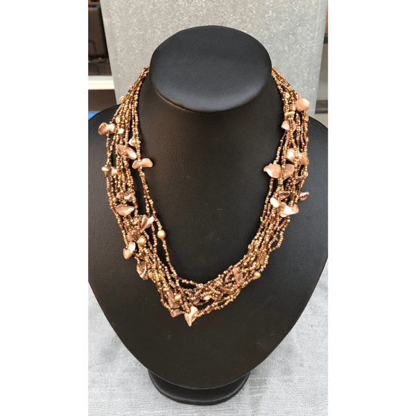 YN-013-Wood and Shell Multi Strand Necklace-Yazzii Craft Organisers