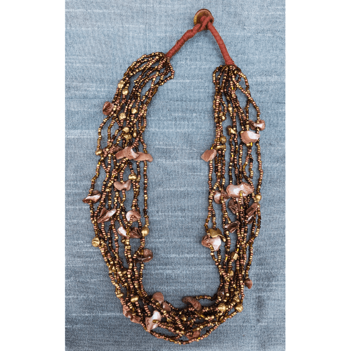 YN-013-Wood and Shell Multi Strand Necklace-Yazzii Craft Organisers