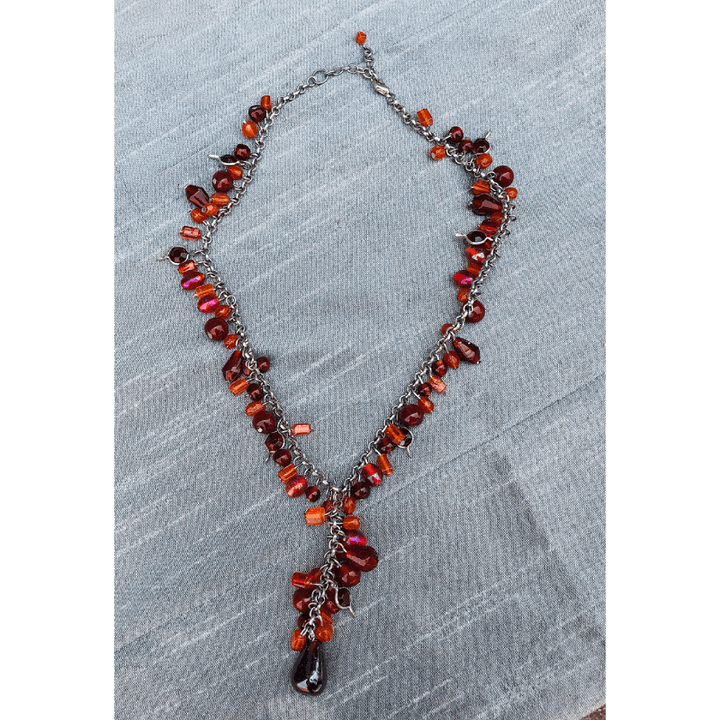 YN-014-Red Yellow Beaded Necklace-Yazzii Craft Organisers