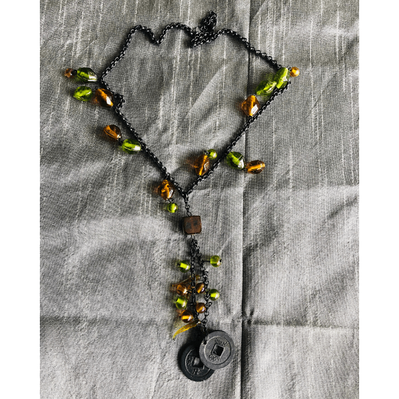 Green Yellow Beaded Necklace