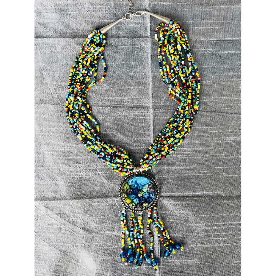YN-019-Multi Coloured Beaded Necklace-Yazzii Craft Organisers
