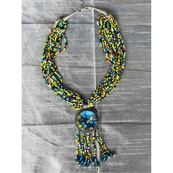 YN-019-Multi Coloured Beaded Necklace-Yazzii Craft Organisers