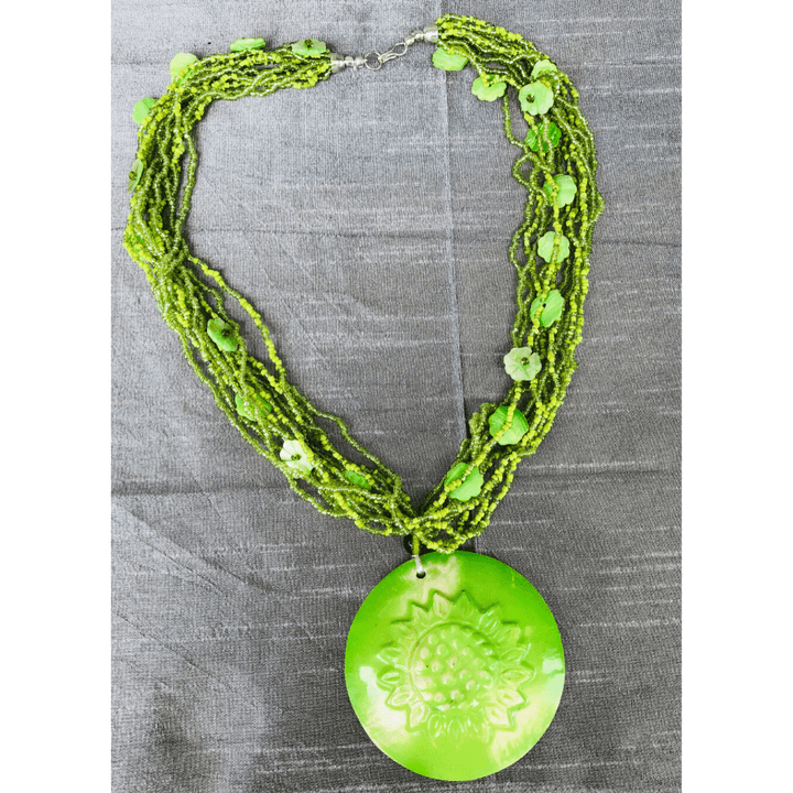 YN-024-Lime Green Multi Strand Necklace-Yazzii Craft Organisers