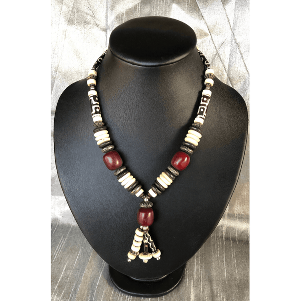 YN-031-White Black Red Wooden Necklace-Yazzii Craft Organisers