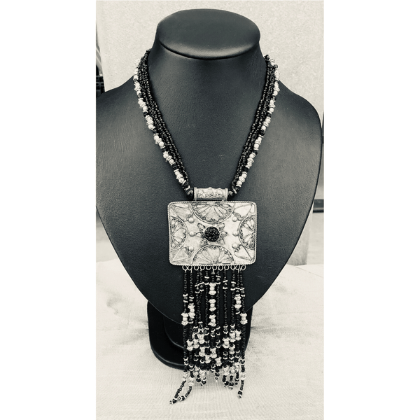 YN-032-Black and Silver Multi Strand Necklace-Yazzii Craft Organisers