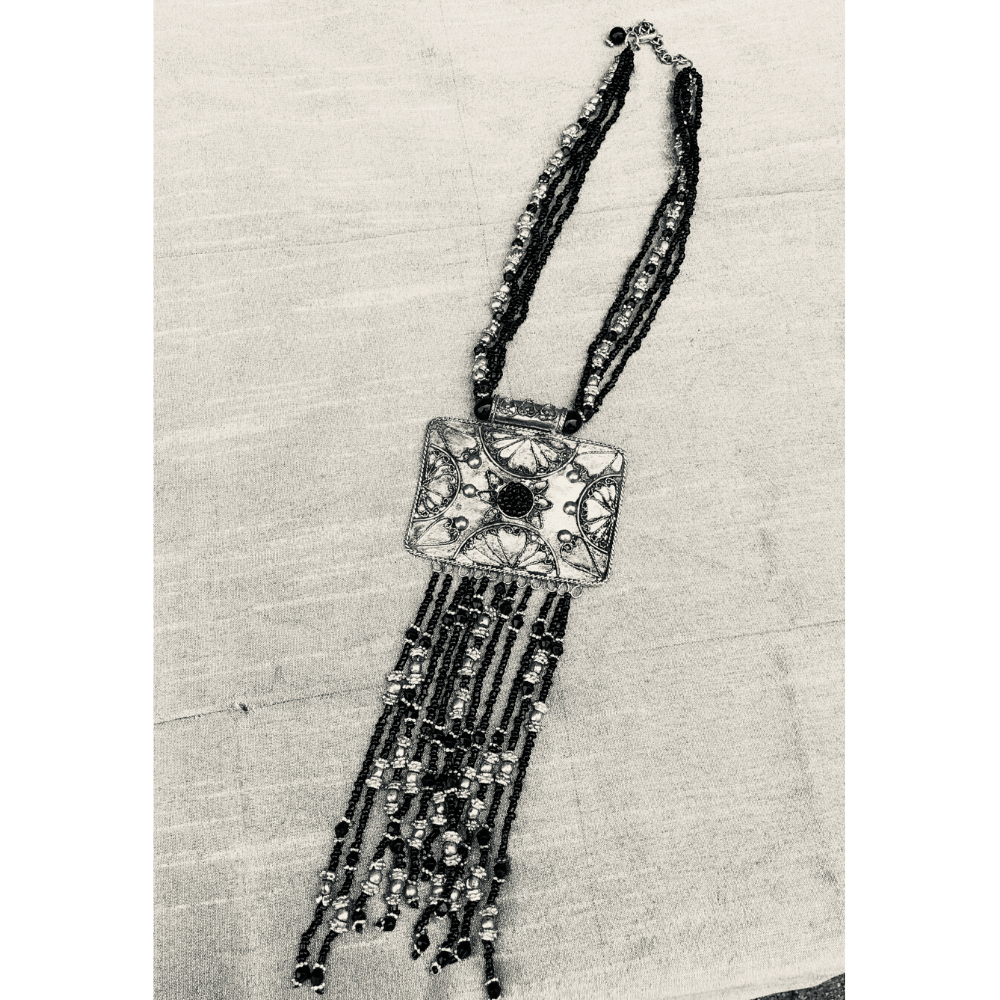 YN-032-Black and Silver Multi Strand Necklace-Yazzii Craft Organisers