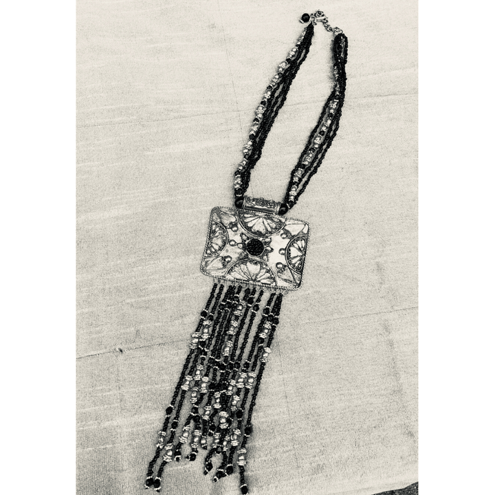 YN-032-Black and Silver Multi Strand Necklace-Yazzii Craft Organisers