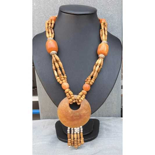 Wooden Beaded Multi Strand Necklace