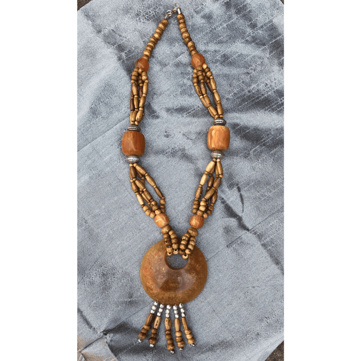 YN-035-Wooden Beaded Multi Strand Necklace-Yazzii Craft Organisers