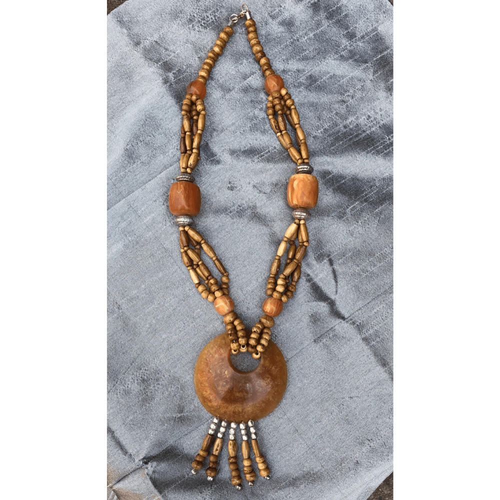 Wooden Beaded Multi Strand Necklace