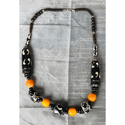 Black and Orange Beaded Necklace